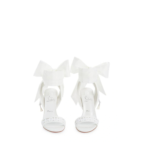 Christian Louboutin Wind Around 100 White Lace Up Tie Bridal Sandal Heel Pump 41 - Picture 5 of 10
